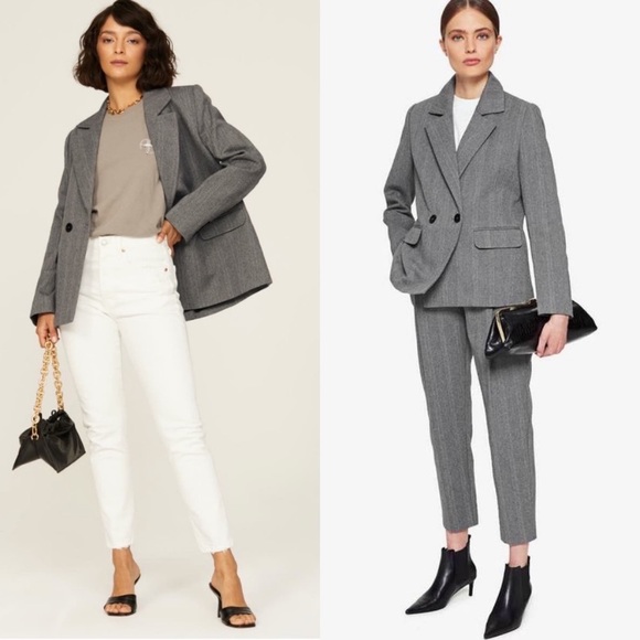 NWT ANINE BING Gray Herringbone Becky Blazer Small S - Picture 2 of 9